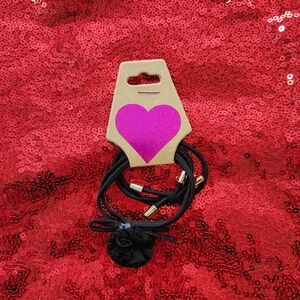 Black Floral Hair Ties